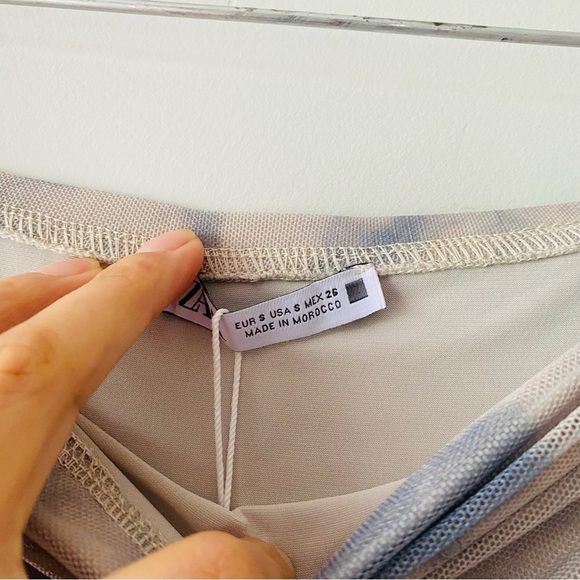 New Zara Ruched Floral Tulle Dress Size Small​​​​ - Picture 5 of 7